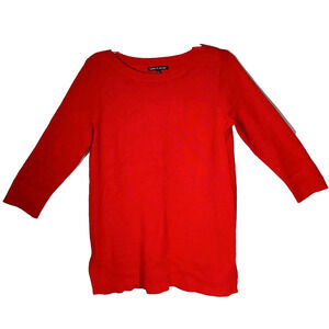 Cable & Gauge Tunic Sweater Womens Medium 3/4 Sleeve Red Rayon EUC